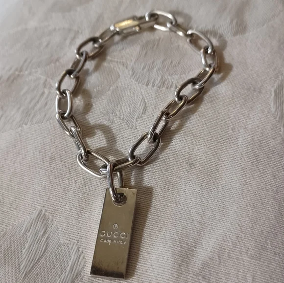 Gucci Sterling Silver Bar Tag Bracelet - Picture 1 of 7